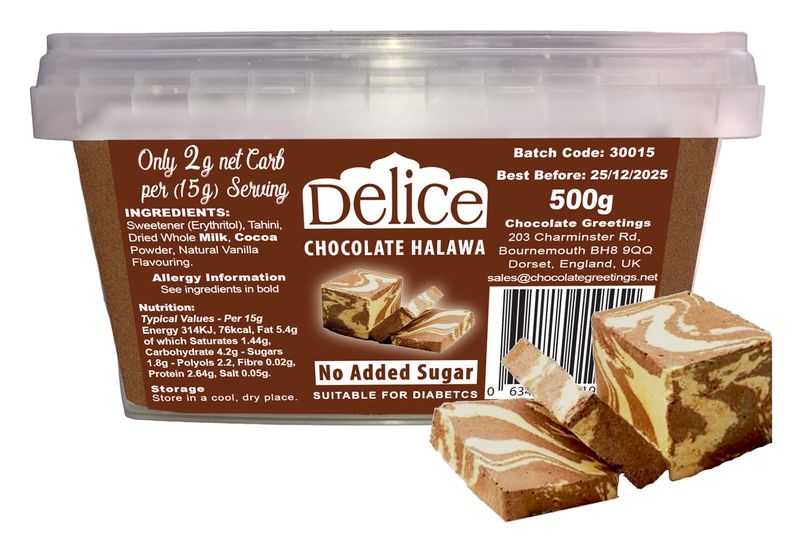Delice Sugar Free Chocolate HALAWA 500g. Diabetic / Keto /Low Carb حلاوة