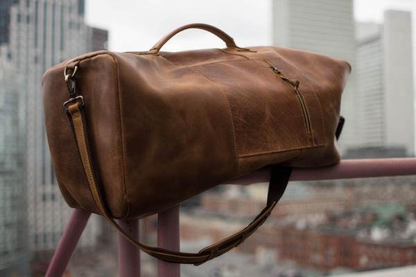 Retro Military Style Leather Duffle Bag