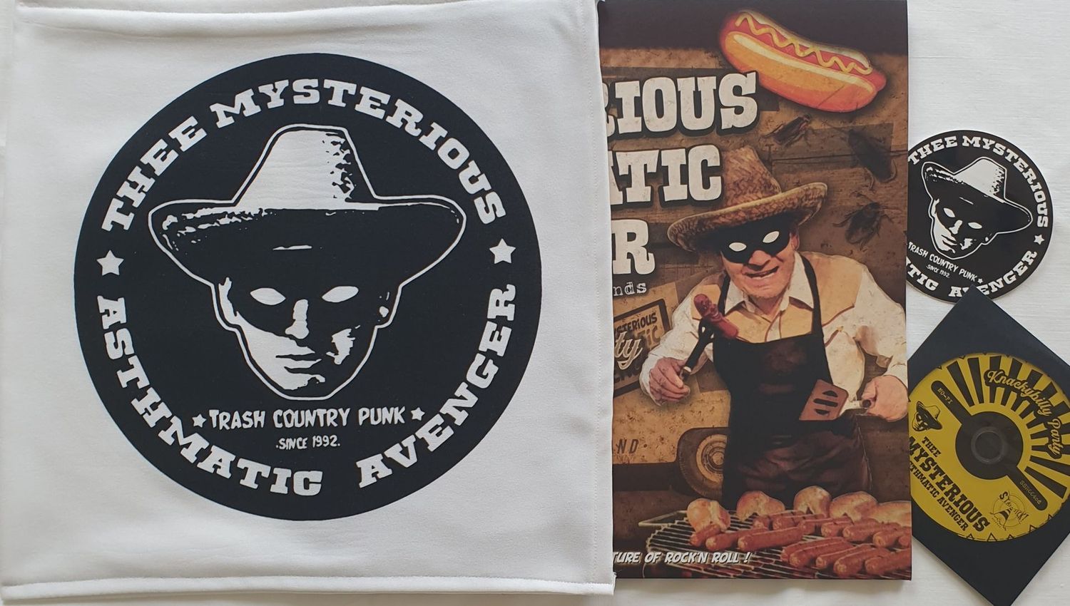 Thee Mysterious Asthmatic Avenger - Knackybilly Party LP Colored Vinyl + Weisse Stoffaussenhülle mit Siebdruck + Sticker + Fehlpressung CD Limited to 15 only!!