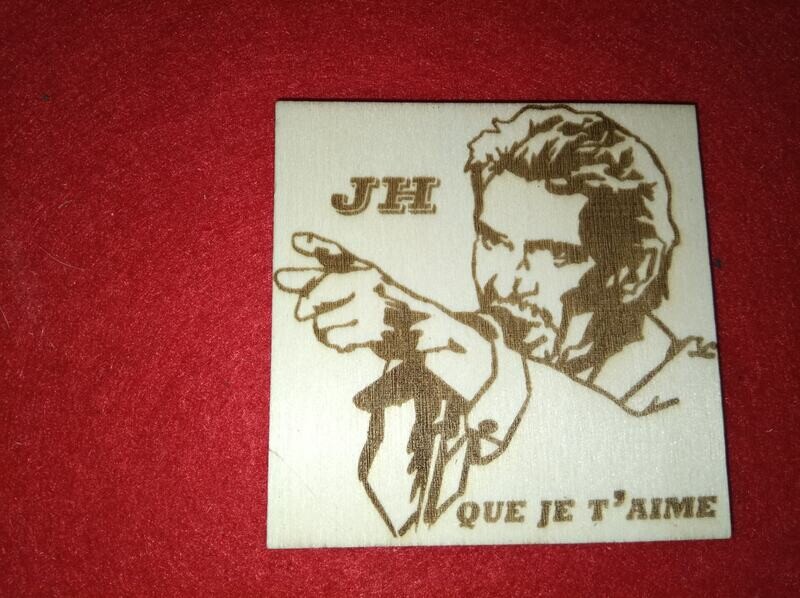 2 Dessous de Verre Bois  carre johnny Hallyday