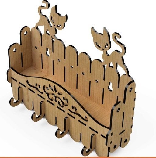 étagère pour porte-clés déco chats