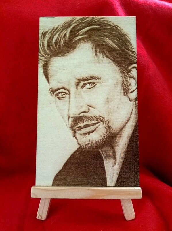 portrait sur bois Johnny Hallyday