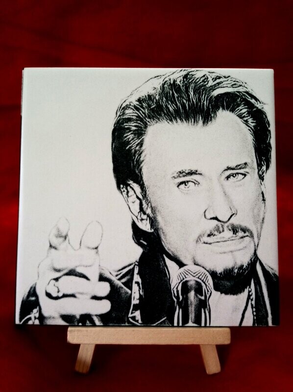 création gravure laser sur carrelage Johnny Hallyday
