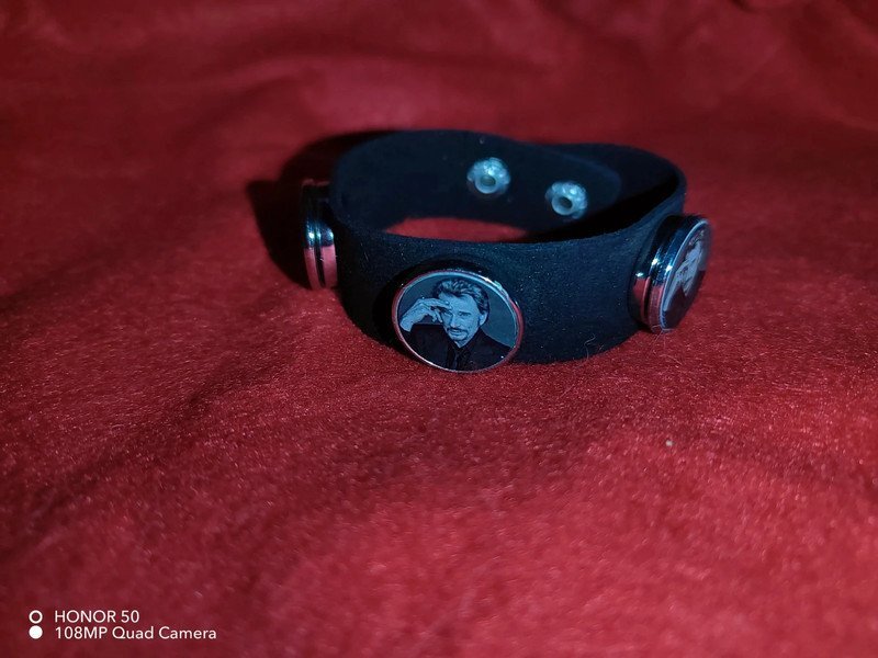 Bracelet en suède doux avec 3 cercles johnny Hallyday