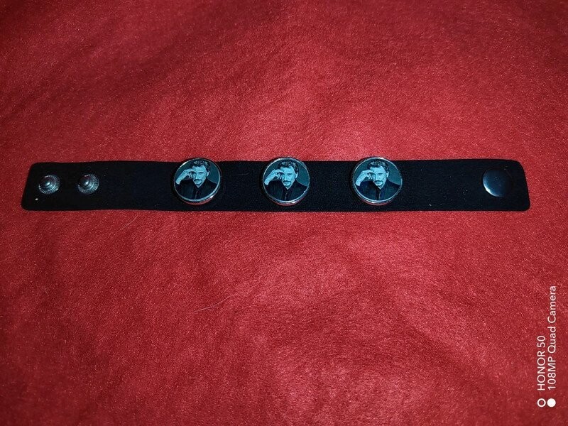 Bracelet en suède doux avec 3 cercles johnny Hallyday