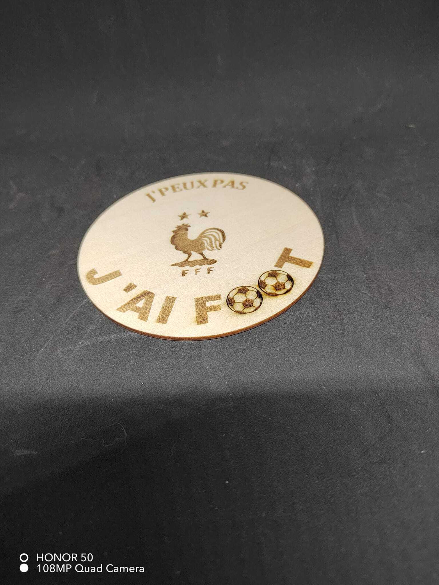 2-dessous de verre rond j'peux pas j'ai foot