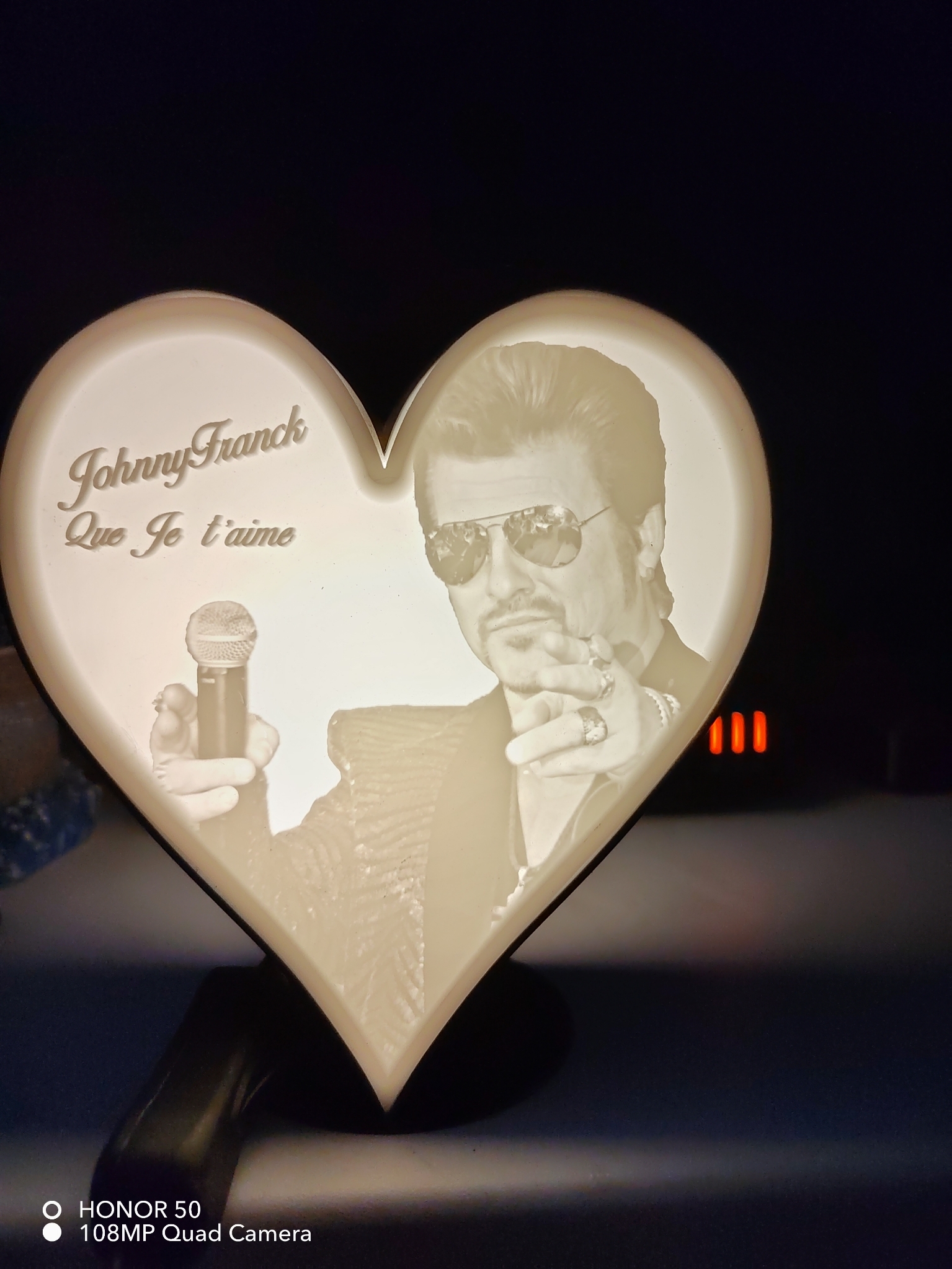 Lampe cœur lithophane à l effigie de johnnyfranck