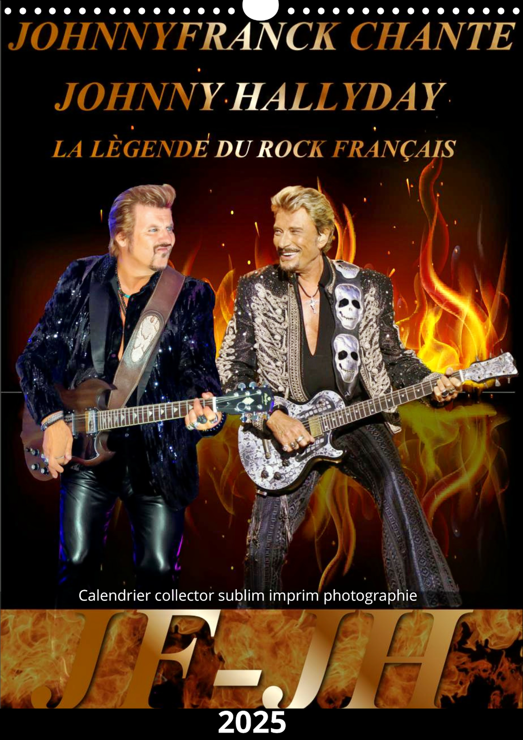 JohnnyFranck chante johnny Hallyday la légende du rock français mural​ collector A3 Portrait sur papier digital satiné​ 2025