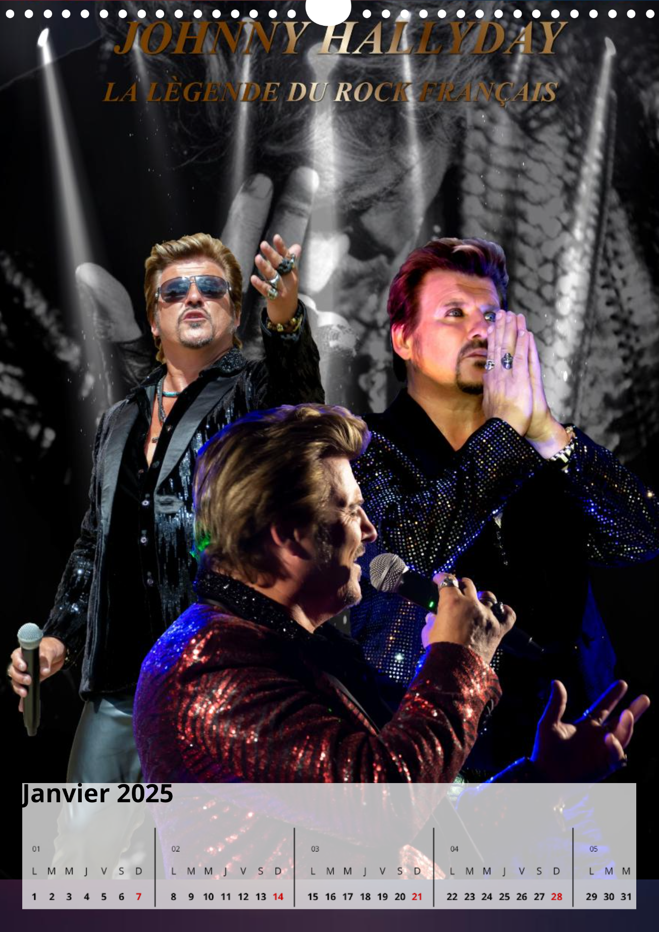 JohnnyFranck chante johnny Hallyday la légende du rock français mural​ collector A3 Portrait sur papier digital satiné​ 2025