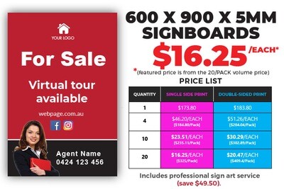 Printed Signboards - 600x900x5mm