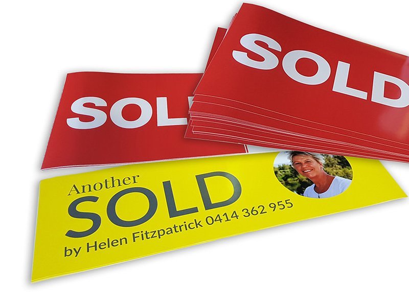 SOLD &amp; Overlay stickers, from $4.28/each.