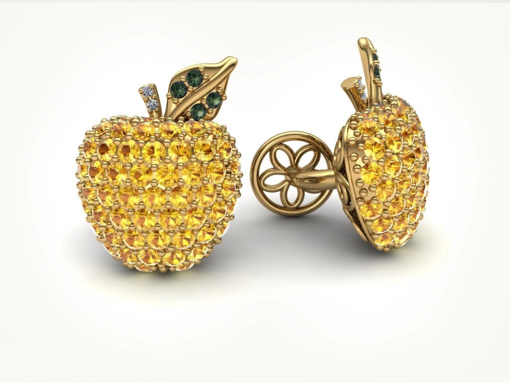 Yellow Apple Fruit Cufflinks