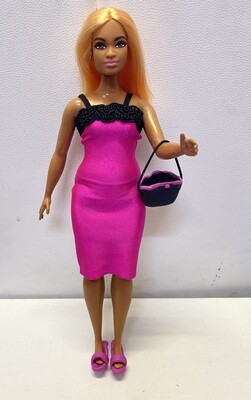 Stretch jurk in felroze voor Curvy Barbie