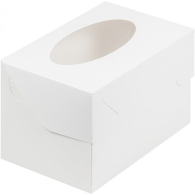 Коробка для капкейков (2) с окном, 160*100*100, белая