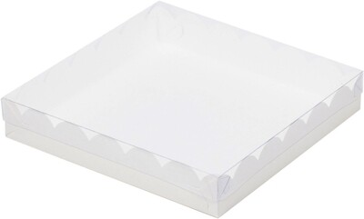 Коробка для зефира ПРЕМИУМ, 200*200*70, белая с прозрачной крышкой
