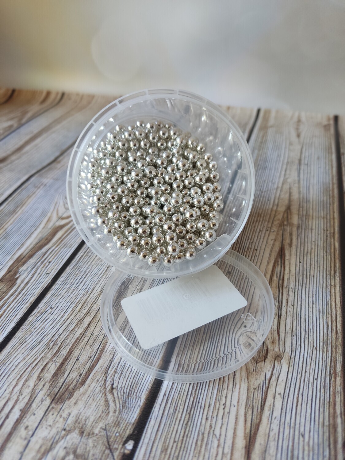 Посыпка сахарная - "Шарики металлик Серебряные 4 мм." 50 гр