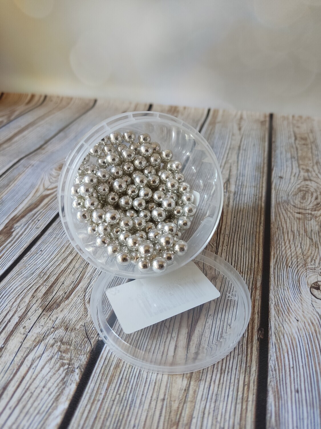 Посыпка сахарная - "Шарики металлик Серебряные 6 мм." 50 гр