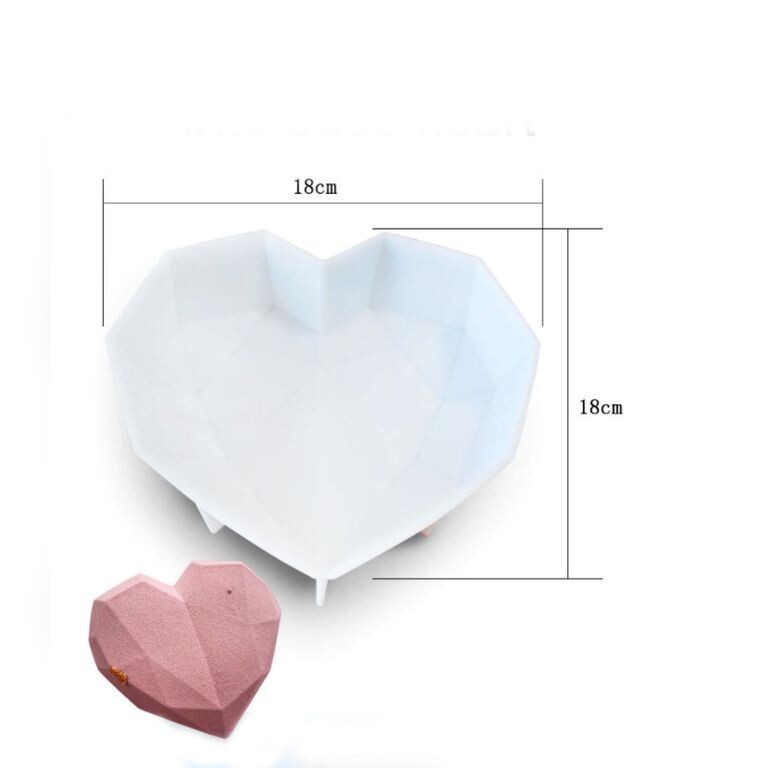 Форма силиконовая «Сердце с гранями 18 см» с ребрами жесткости