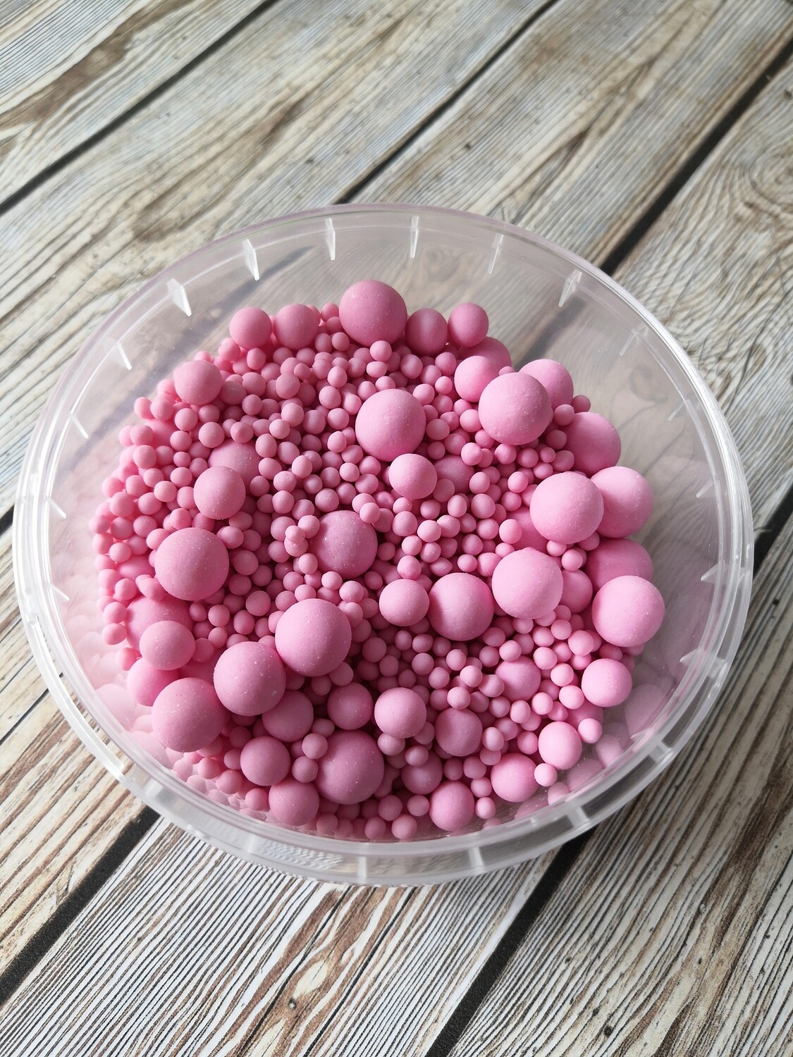 Драже взорванные зерна риса в кондитерской глазури Матовые МИКС Розовый 3 размера, 150 гр (Россия)