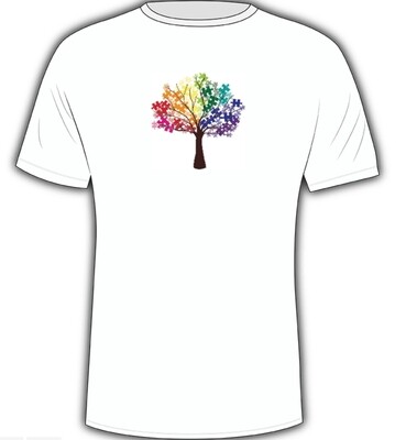 Autism tree  80/20 cotton  poly blend slight faded look