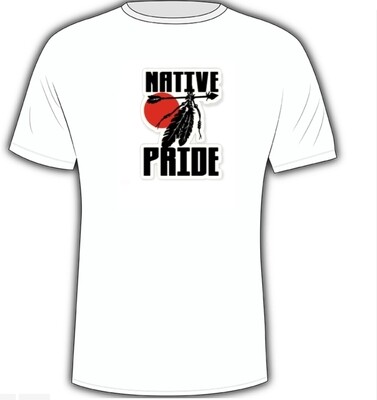Native pride   80/20 cotton  poly blend slight faded look