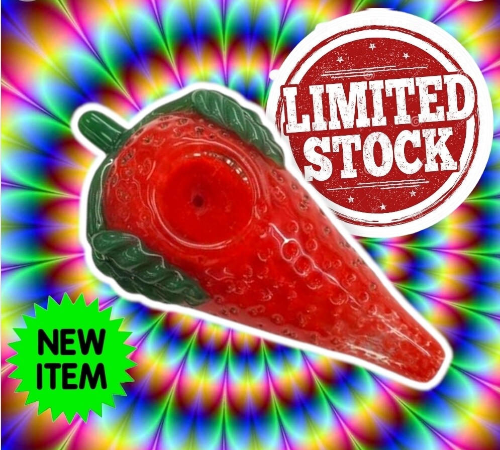 Heavy thick strawberry  glass pipe