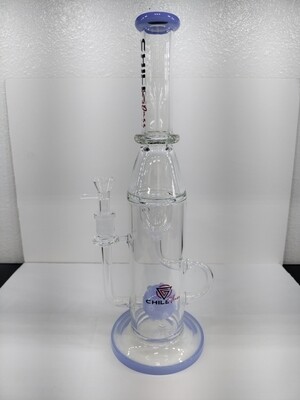 Glass chill water pipe recycler with perk, asst. colors