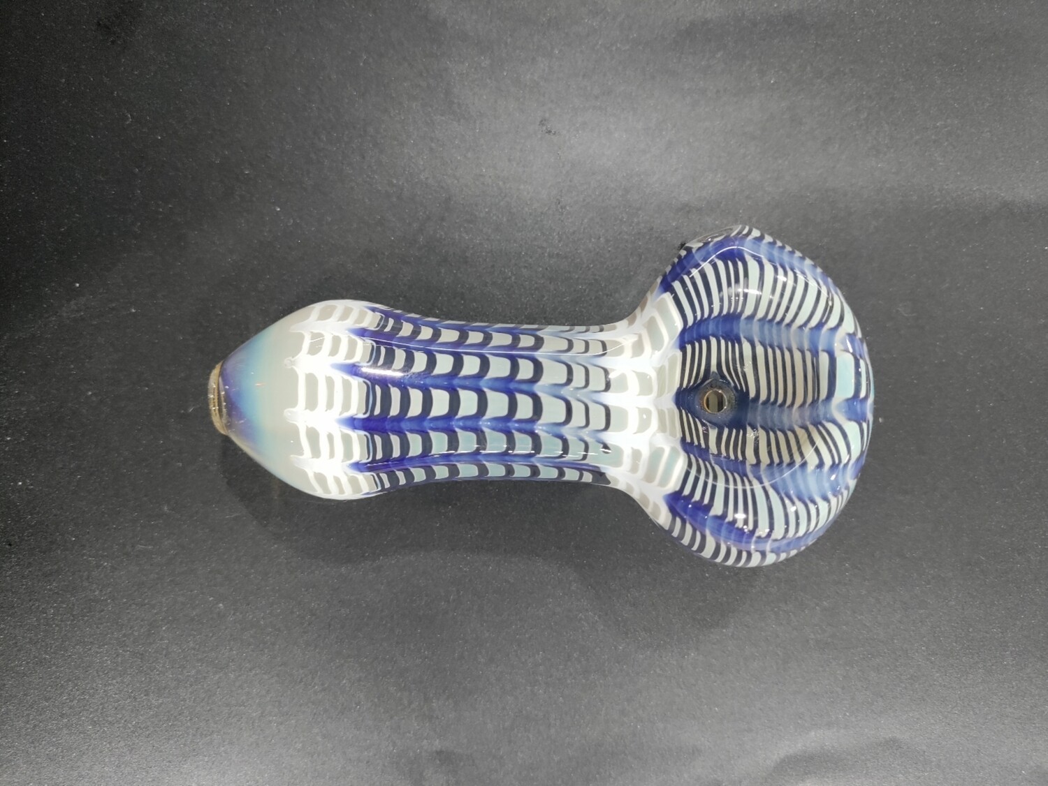 Blue Patterened glass hand pipe