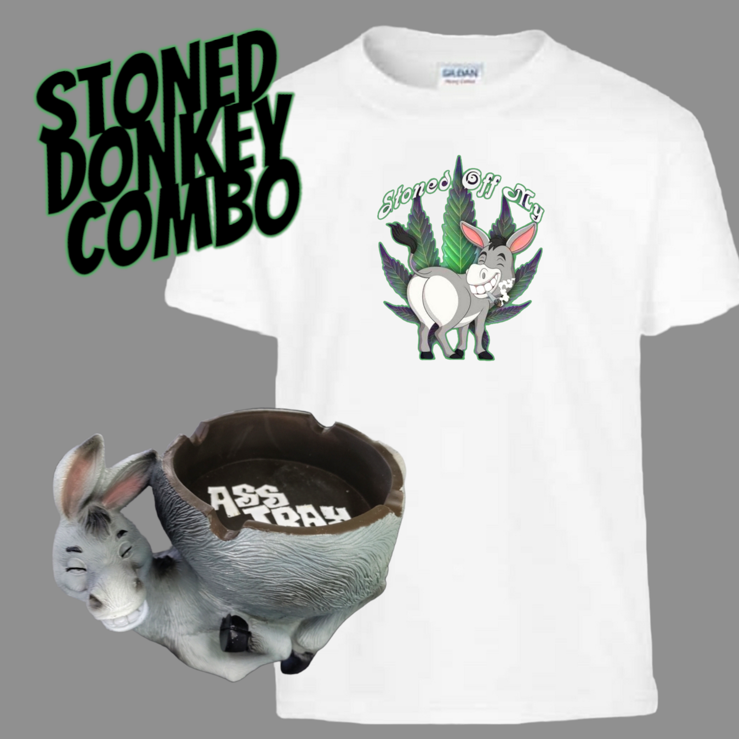 Stoned Donkey Combo T-shirt and Ashtray