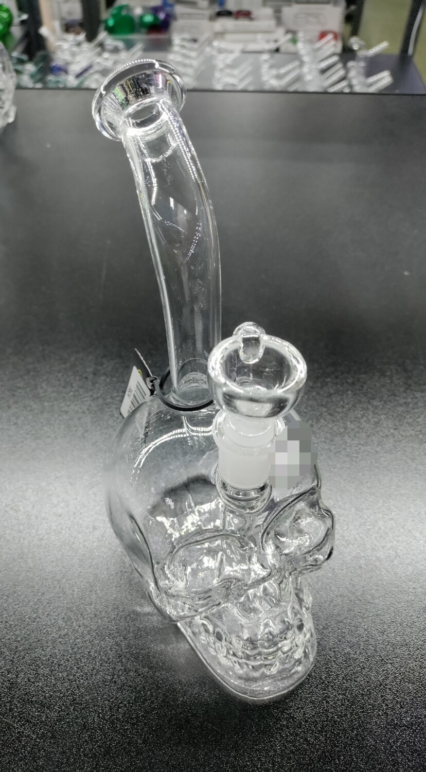 Clear Glass Skull Water Pipe