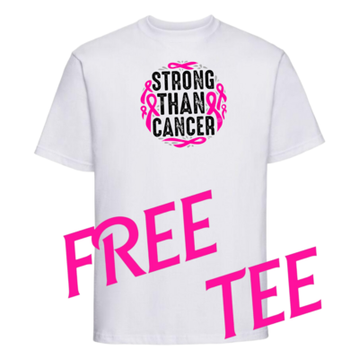 FREE tee BREAST CANCER AWARENESS   stonger then cancer 
Only small to xl is free anything bigger  is a lil extra