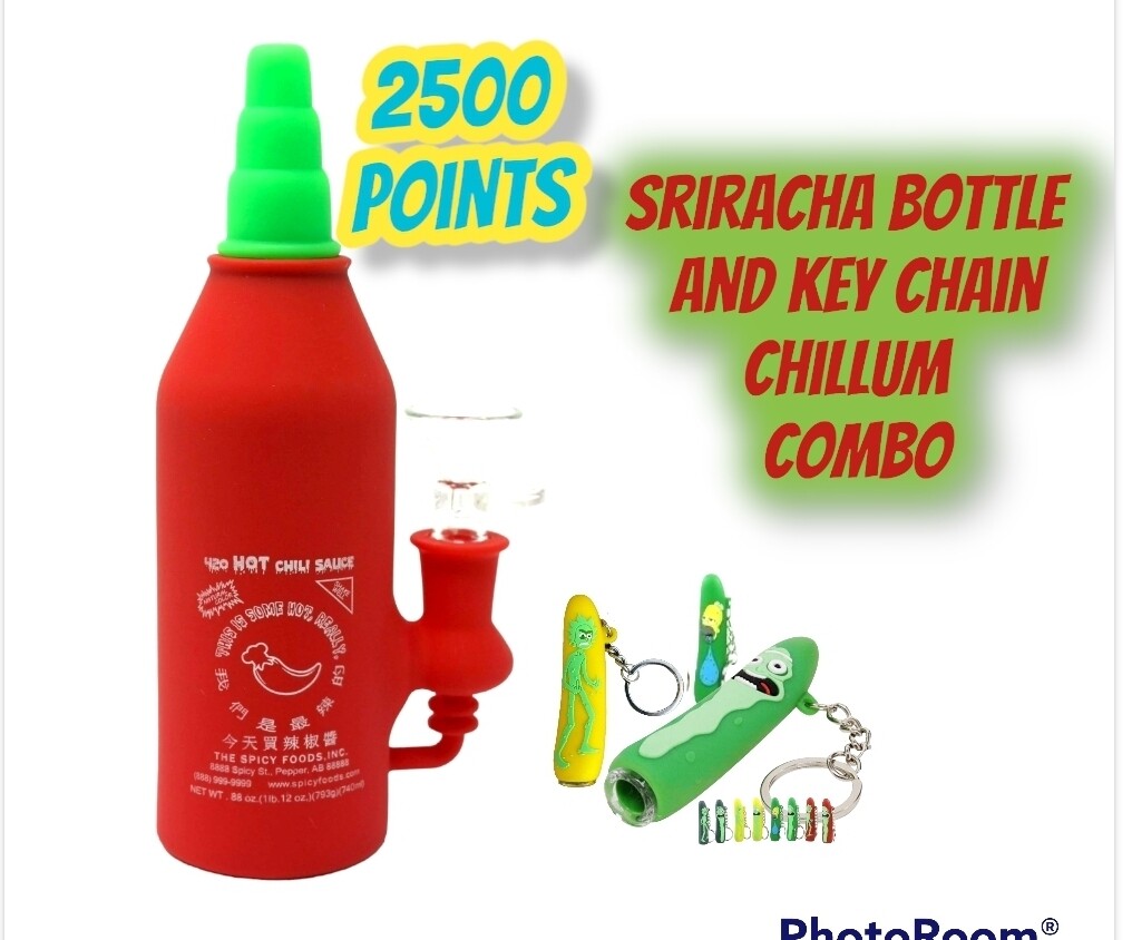 sriracha  bottle key chain chillum combo prize 2,500 points