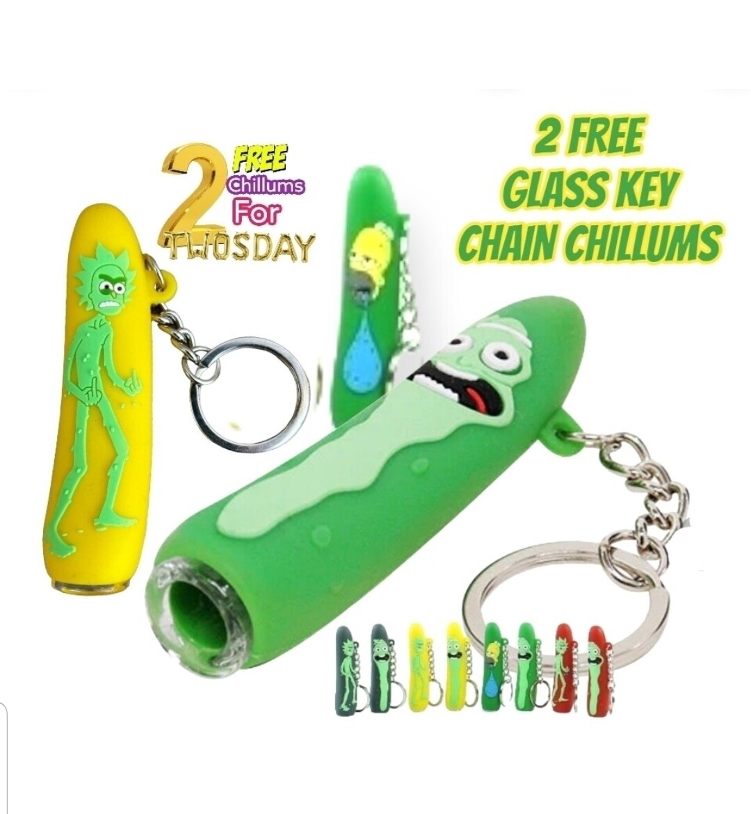 2 free glass key chain glass chillums