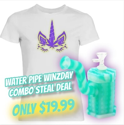 Combo steal deal one tee shirt 1 water pipe 1 sticker pack