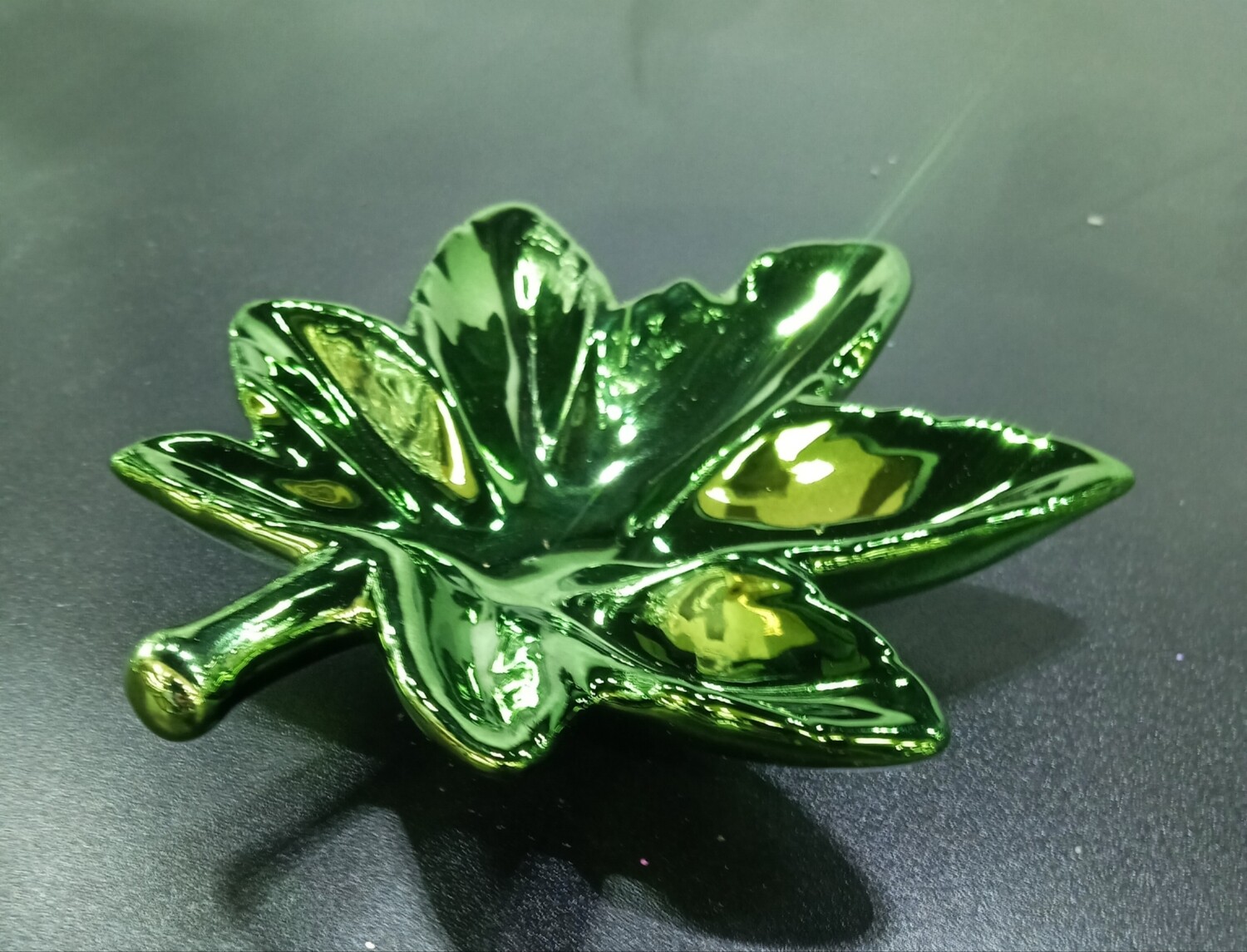 Metallic Green Leaf Ashtray