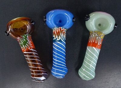 Spiral Wig Wag Glass Hand Pipe w Honeycomb Bowl