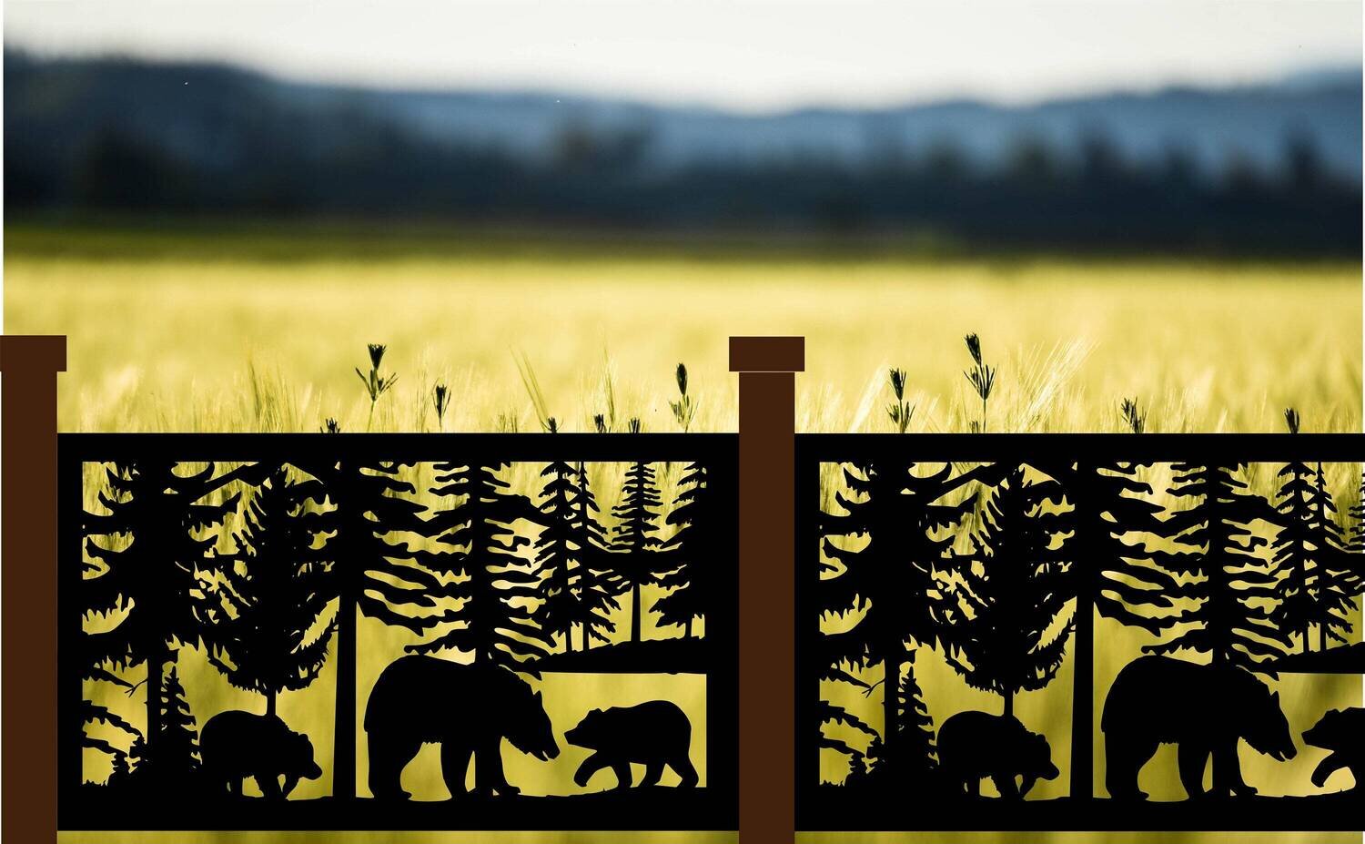 Bear and Cubs Metal Panel Insert / Wildlife Railing Insert