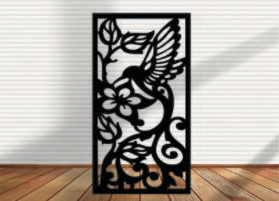 Metal Panel, Metal Privacy Screens, Decorative Fence Panel, Decorative Deck Panels - Hummingbird & Flowers