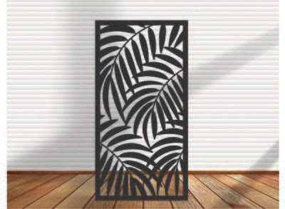 Metal Panel, Metal Privacy Screen, Ornamental Fence, Decorative Panel, Wall Art, Partition, Garden Panel, Indoor & Outdoor -Palm Leaves