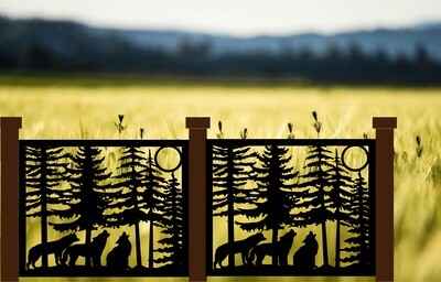Wolves In A Pack Metal Panel Insert/ Wildlife Railing Insert