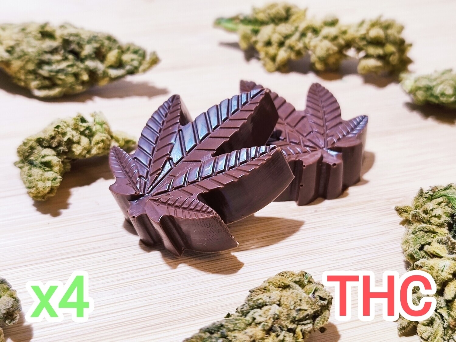 100mg THC Infused Chocolates Leaves - 25mg each (x4)