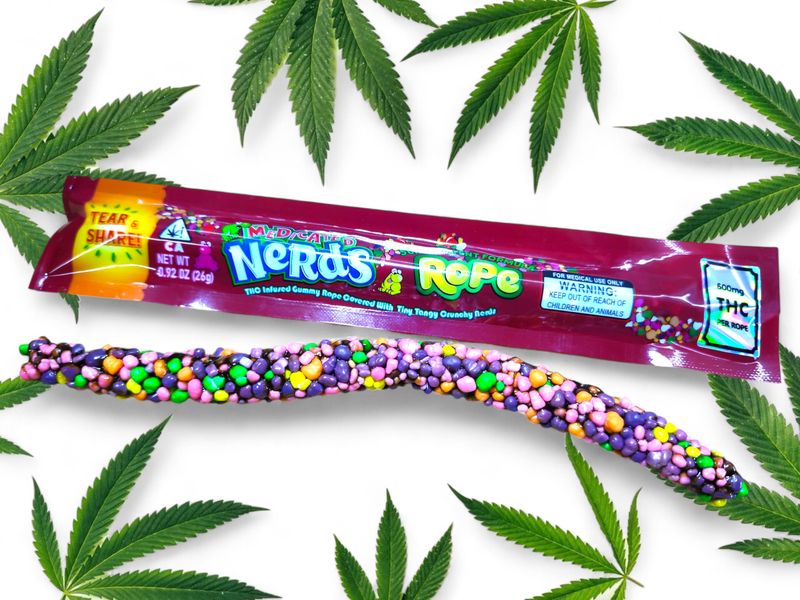 600mg THC Infused Gummy Rope Covered With Nerds