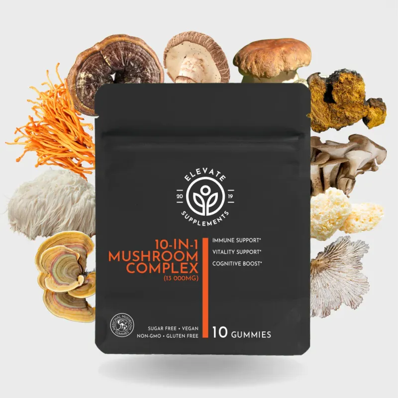 10-in-1 Mushroom Complex Gummies (Sugar Free) - Elevate Supplements