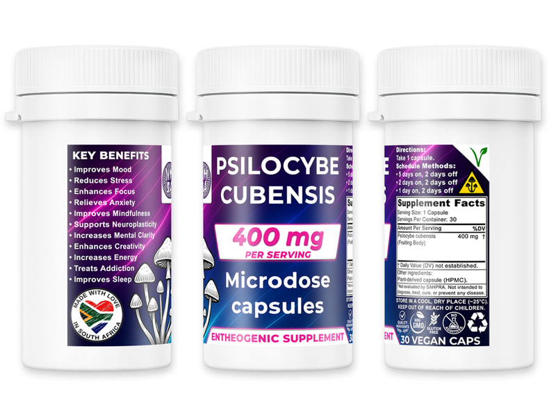 400mg P. cubensis Mushroom Microdose Capsules - NMSA