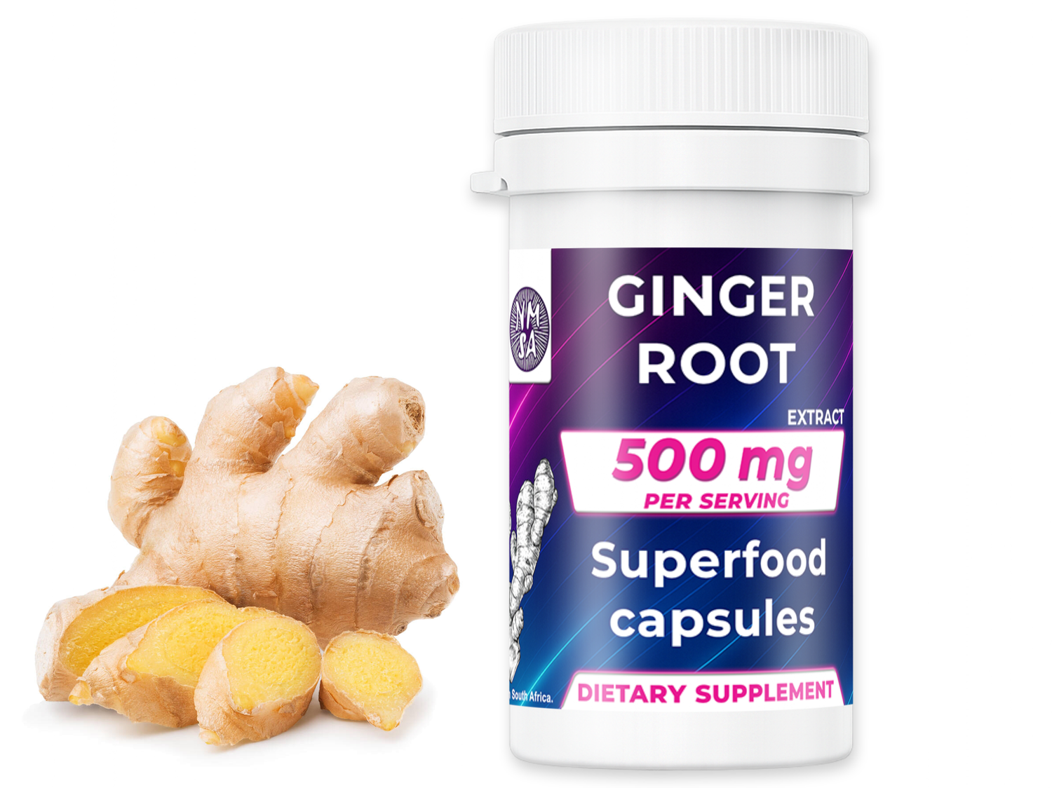 500mg Ginger Root 4:1 Extract Capsules - NMSA