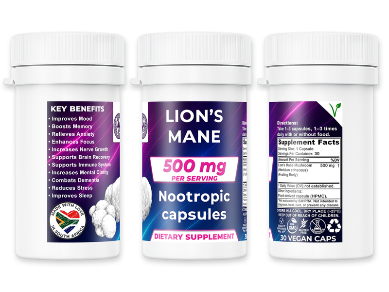 500mg Lion's Mane Mushroom Capsules - NMSA