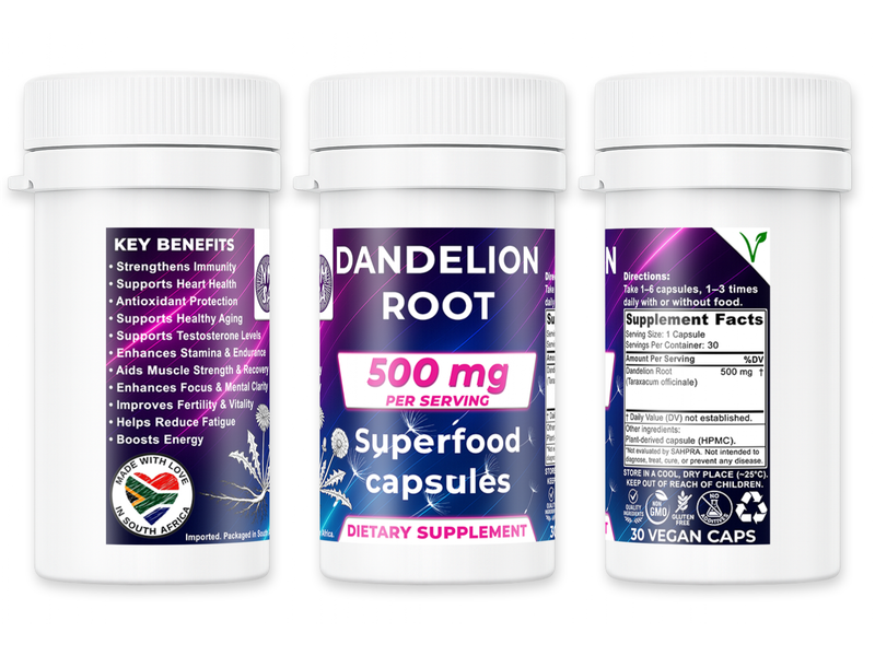 500mg Dandelion Root Capsules - NMSA