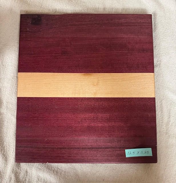 Cutting Board – 11.25x12.5 – Purple Heart w/Maple