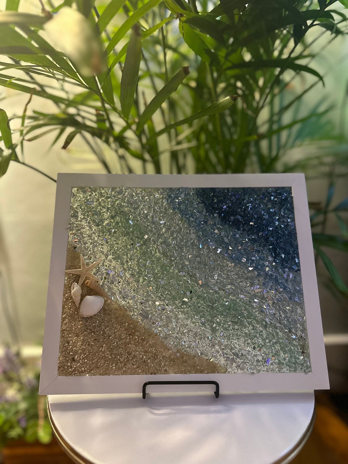 Ocean art crushed glass seascape 8x10 frame