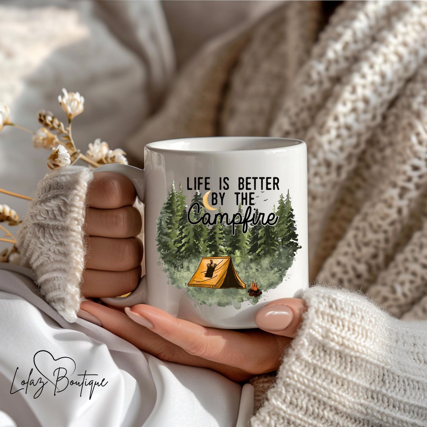 Camping quotes  &quot;Life is better by the camp fire &quot; 11oz mug